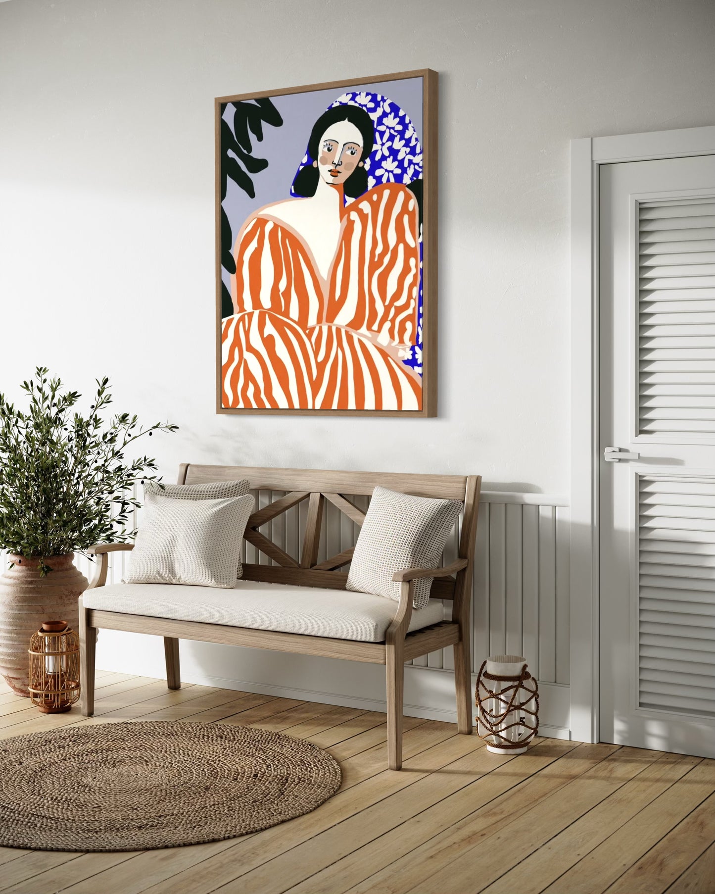 Woman In Striped Suit